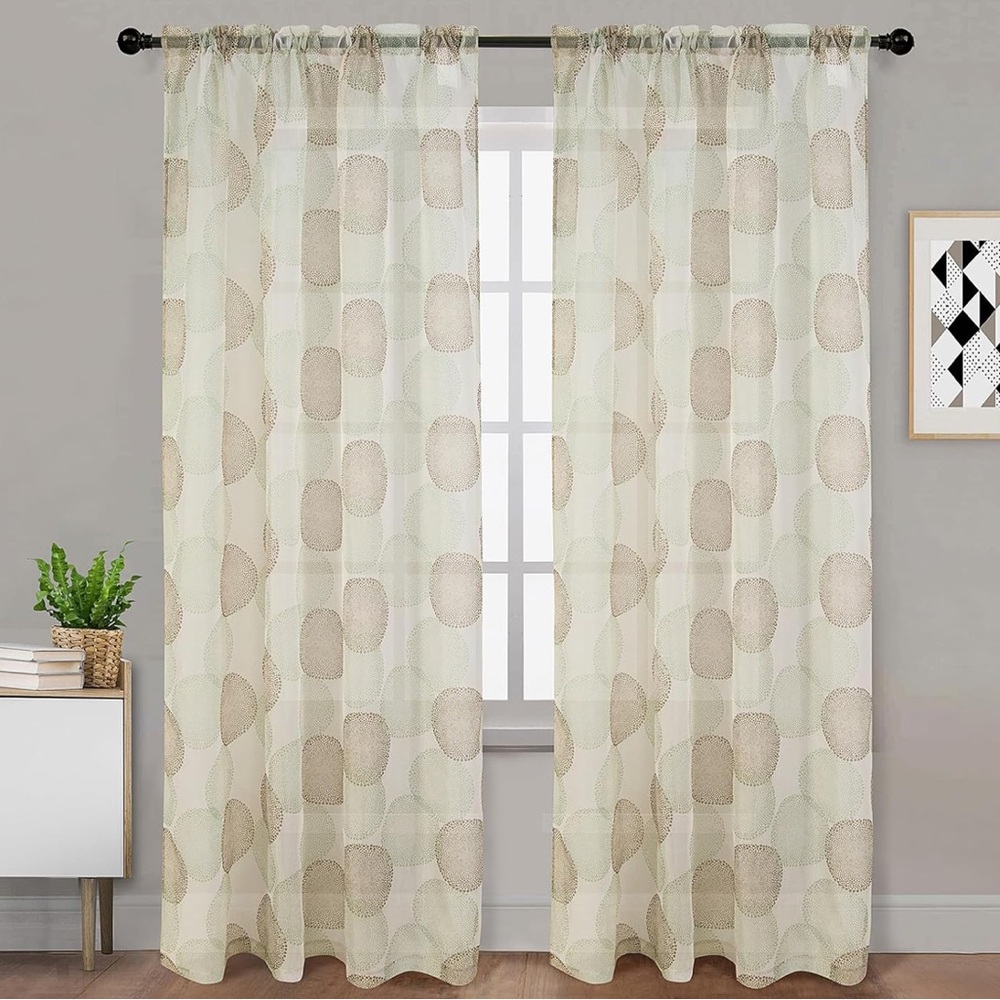 Tony's collection Semi Sheer Curtains Privacy Panels, Spotlight Beige, 5 Panels
